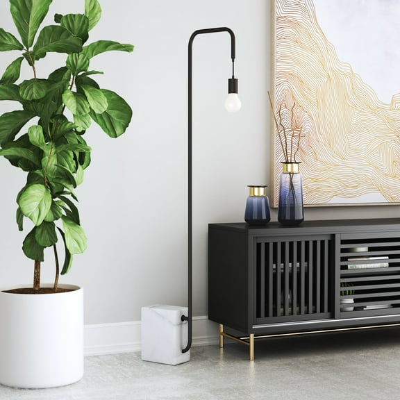 Lancia Floor Lamp Black Floor Lamp, Industrial Style, Works with dimmer (Dimmer Not Included), Steel, Lighting Floor Lamps