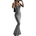 thumbnail image 2 of Vestido largo ajustado para mujer, sexy, con tirantes finos, corte bajo, largo y ajustado, para fiesta, club, noche, camisola, vestidos largos, 2 of 5