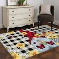 thumbnail image 4 of Kitchen Mats for Floor 3x5 Ft, Gnomes Daisy Non Slip Area Rugs for Kitchen Bedroom Entryway, Retro Farmhouse Floral Black Buffalo Plaid Washable Carpet Runner Rug Floor Mats for Bedroom Home Decor, 4 of 9
