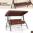 thumbnail image 4 of Topcobee 3-Piece Patio Swing with Canopy Removable Cushions and Side Pockets, Swing Chair Outdoor, Garden Swing-Brown, 4 of 6