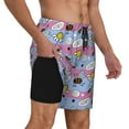 thumbnail image 3 of Goofa Bees And Daisies Striped Printed Men's Swim Trunks Board Shorts Quick Dry Mens Swimming Trunks with Compression Liner,Breathable Fit Hawaii Beach Shorts-XX-Large, 3 of 9
