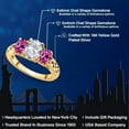 thumbnail image 2 of Gem Stone King 18K Yellow Gold Plated Silver White Topaz and Pink Created Sapphire Filigree Style 3 Stone Ring for Women (2.50 Cttw, Oval 8X6MM and 6X4MM) (Size 8), 2 of 6