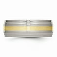 thumbnail image 3 of 14K Two-Tone Titanium Ring Band Wedding Yellow Gold Ridged, 3 of 6