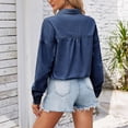 thumbnail image 7 of FAIWAD Women's Denim Jacket Long Sleeve Cropped Plus Size Vintage Button Down Loose Jeans Short Coat, 7 of 7