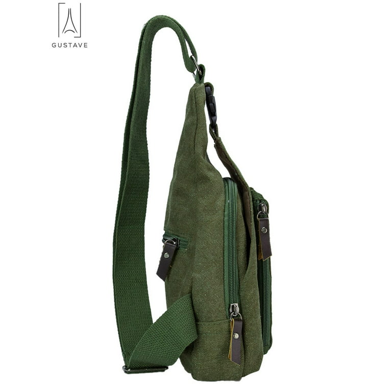 peacechaos Men's Canvas Camera Bag Leather DSLR SLR Camera Case Vintage  Camera Messenger Bag Shoulder Bag Sling Bag (Army Green)