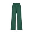 thumbnail image 4 of Pantalones capris para mujer, algodón y lino, cintura elástica para verano, estilo militar, 4 of 5
