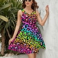 thumbnail image 3 of Colofrul Rainbow Leopard Women's Tank Dress V Neck Sleeveless Summer Sundress, 3 of 7
