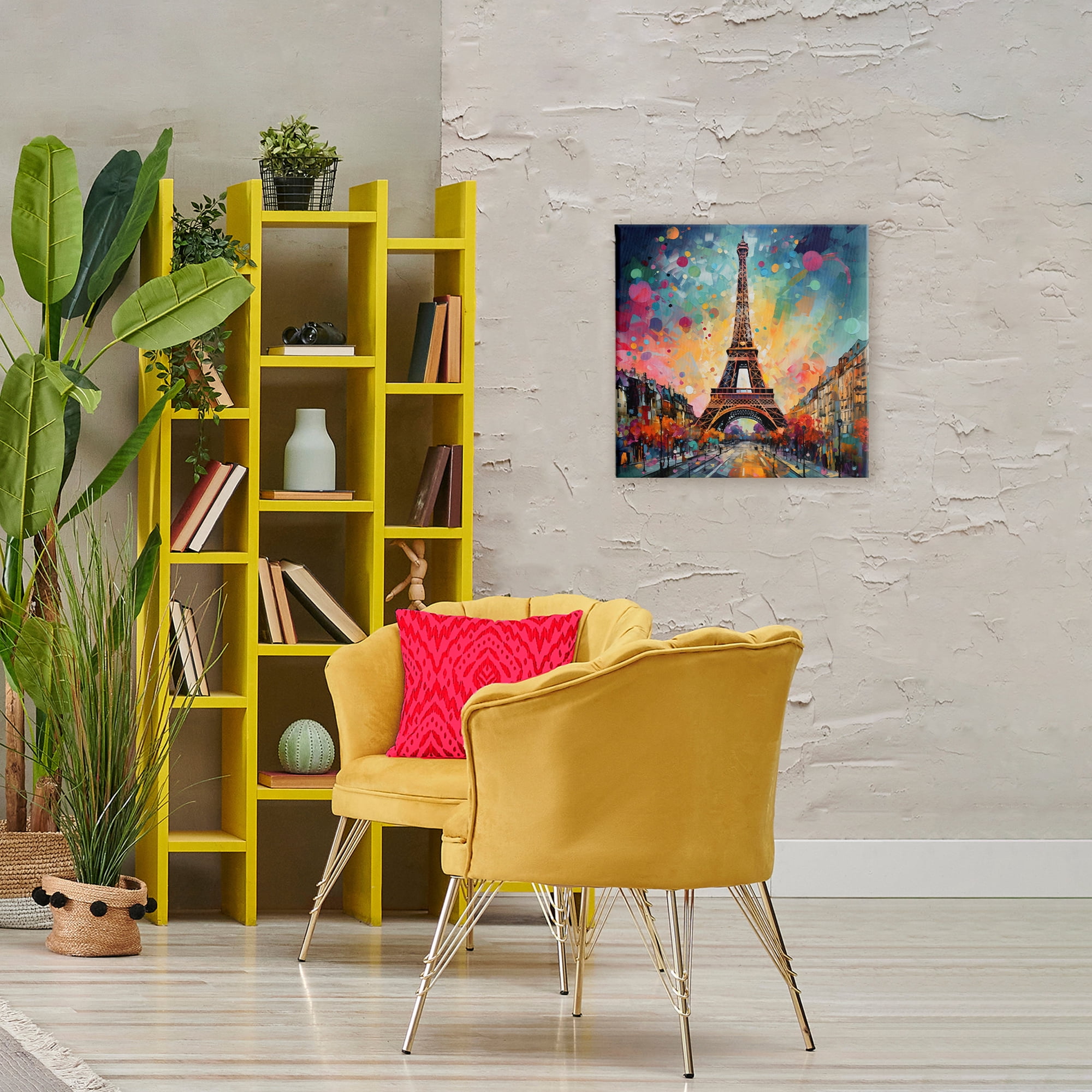 Stupell Industries Eiffel Tower with Vibrant Dots Canvas Wall Art, design by Creative Studio