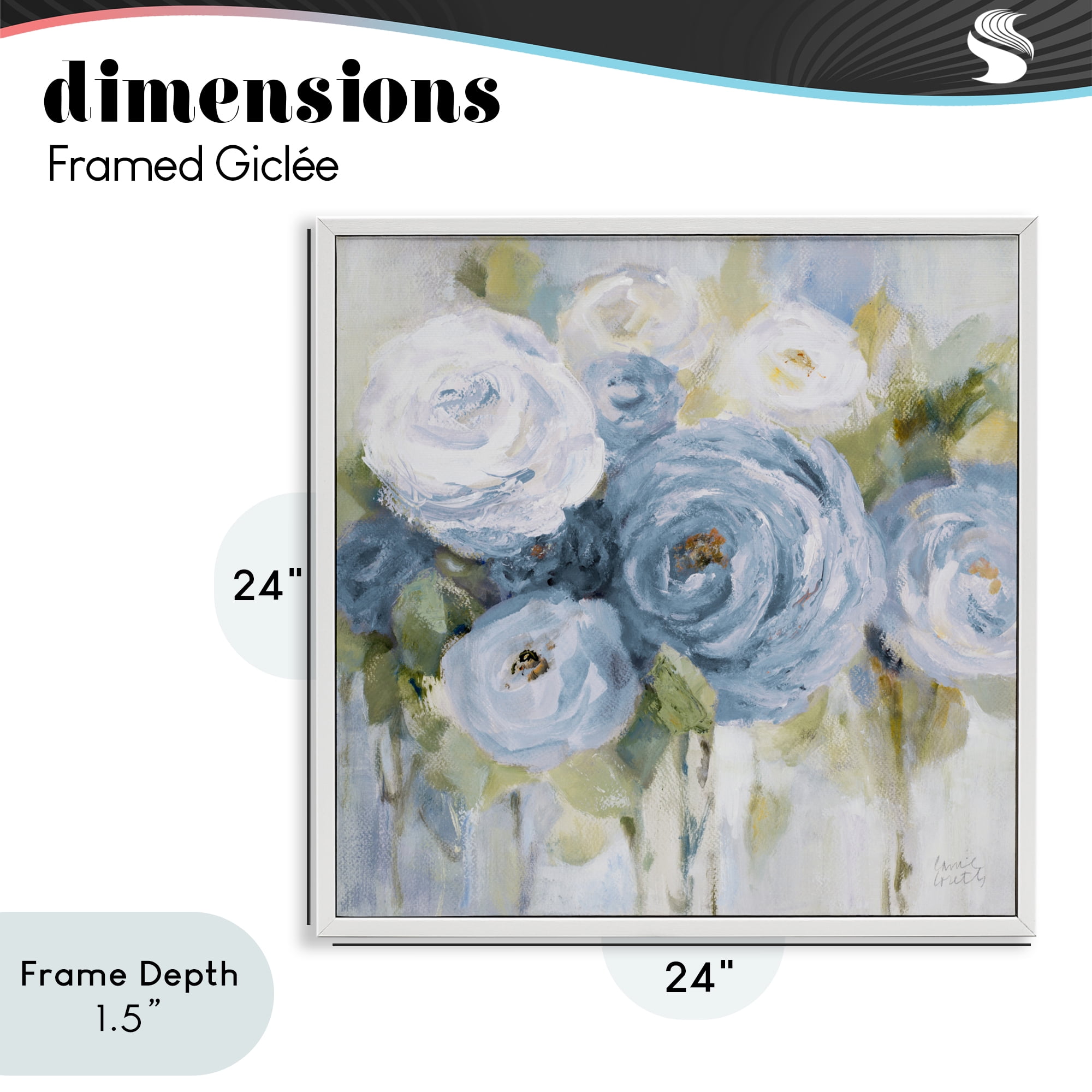 Stupell Industries Softly Blooming In Blues White Framed Giclee Art, design by Lanie Loreth
