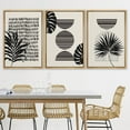 thumbnail image 3 of PixonSign Framed Canvas Print Wall Art Set Geometric Dark Mid-Century Palm Leaf Collage Abstract Shapes Illustrations Modern Art Boho Decorative for Living Room, Bedroom, Office - 24"x36"x3 NATURAL, 3 of 5