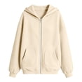 thumbnail image 4 of Girls Zip up Hoodie Cute Cropped Sweatshirts Oversized 2026 Y2K Hoodies Casual Long Sleeve Sweatshirt for Women Fall Spring Track Jackets Khaki 120, 4 of 5