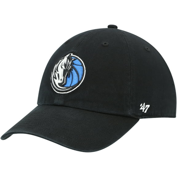 Men's '47  Black Dallas Mavericks Core Logo Clean Up Adjustable Hat