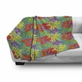 thumbnail image 3 of Luau Soft Flannel Fleece Throw Blanket, Abstract Modern Vibrant Tropical Plants Hibiscus Growth Display, Cozy Plush for Indoor and Outdoor Use, 50" x 70", Multicolor, by Ambesonne, 3 of 6