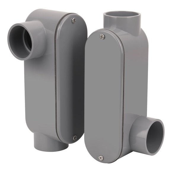 Cuerpo de conduit PVC CKVIHAV tipo LR de 1,5 pulgadas, paquete de 2, gris