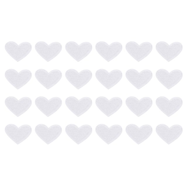 Uxcell 24Pack Parches de Corazón para Planchar, Parches Bordados de Corazón de 25mm en Blanco