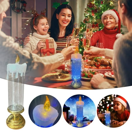 

Ozmmyan Christmas Home Decoration Craft Night Light Colorful Crystal Candle LED Night Light Gift Clearance