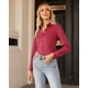 thumbnail image 4 of Camisa con botones Siliteelon para mujer de manga larga, color rojo, 4 of 9