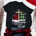thumbnail image 2 of Camisas Navideñas A Cuadros Para Mujer, Cuello Redondo, Entramado, Estampado de Árbol de Navidad, Camisetas de Manga Corta Odeerbi  ODB207929, 2 of 8