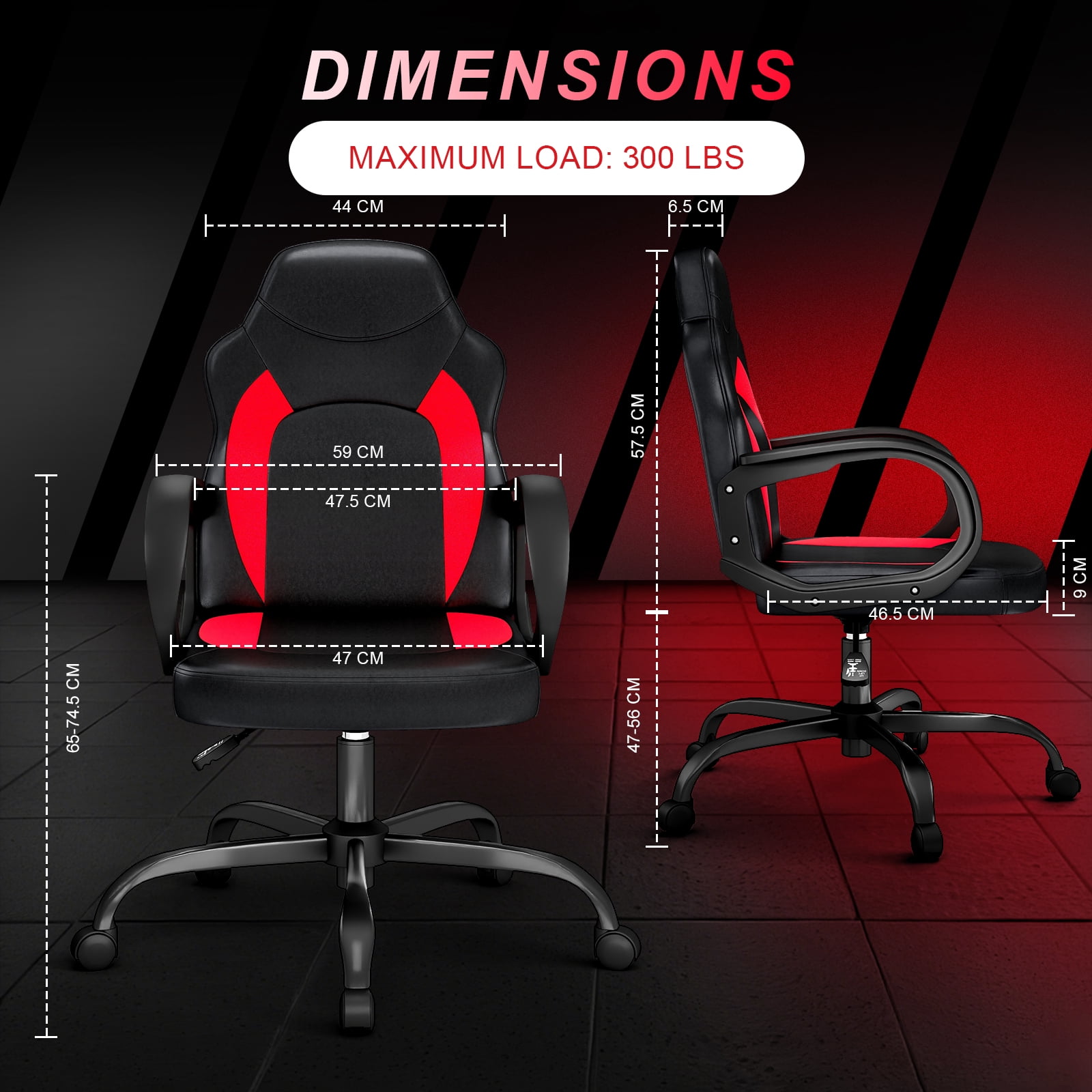 Ergonomic Gaming Chair with PU Leather Adjustable Swivel Office Chair for Home Study Red