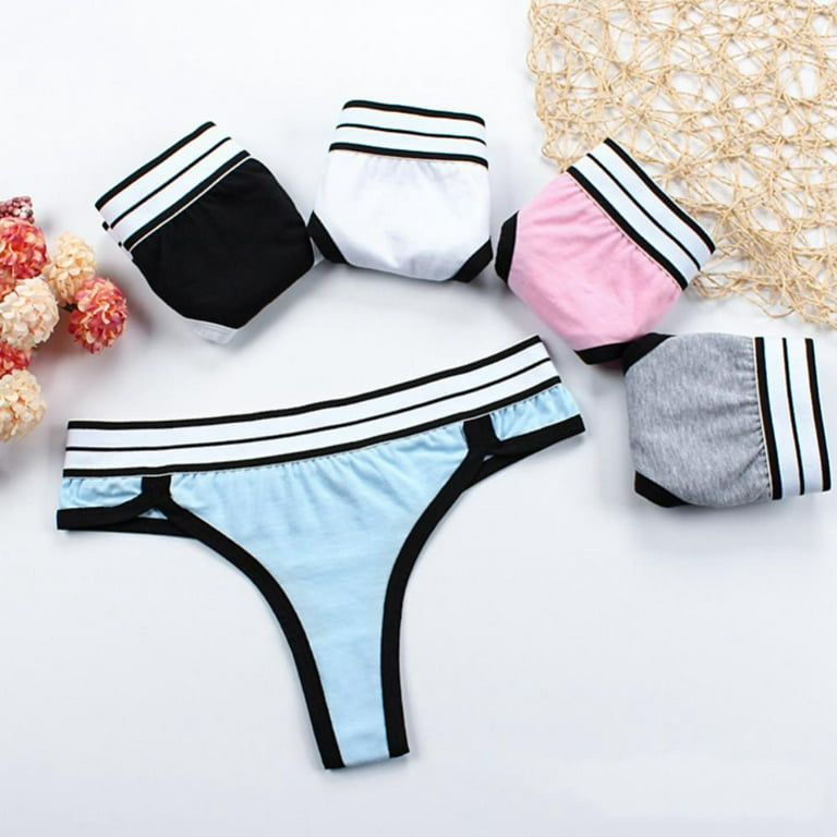 Baywell Women 5 Packs Seamless Thongs Underwear Ice Silk Comfy G