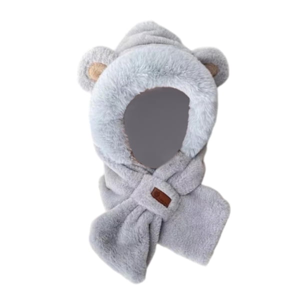 Conjunto de gorro y bufanda de invierno, cómodo, resistente al viento, gorro con protección para las orejas, gorro de felpa Gris