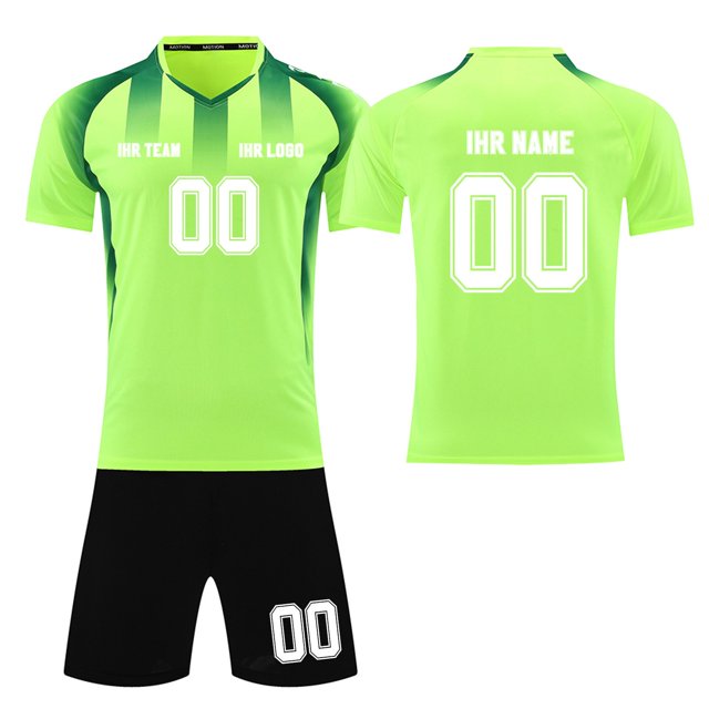 Custom Football Kit Set for Adult and Child, Name Number Team Logo DIY Family Match Personalized Jersey Shirt Shorts Set, Dad and Son Matching Outfits Light Green S