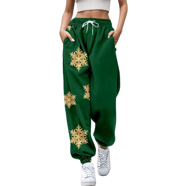 Pantalones de mezclilla Gibobby Leggings elásticos largos navideños mujer Verde M