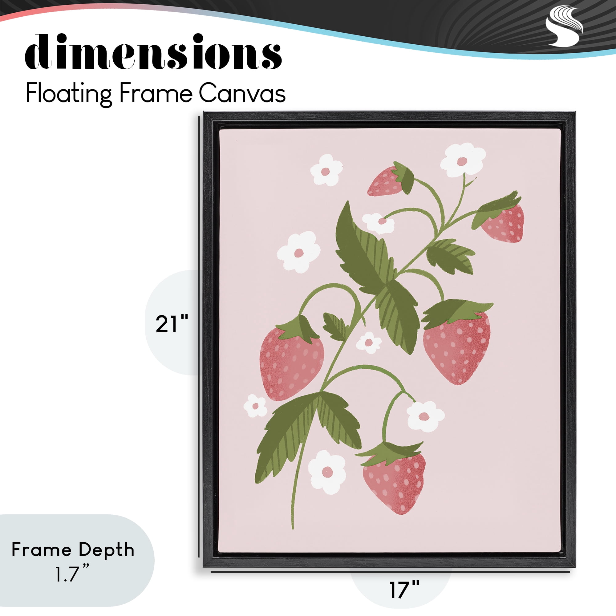 Stupell Industries Pastel Strawberries Branch Black Framed Floater Canvas Wall Art, design by Paige Sredenschek