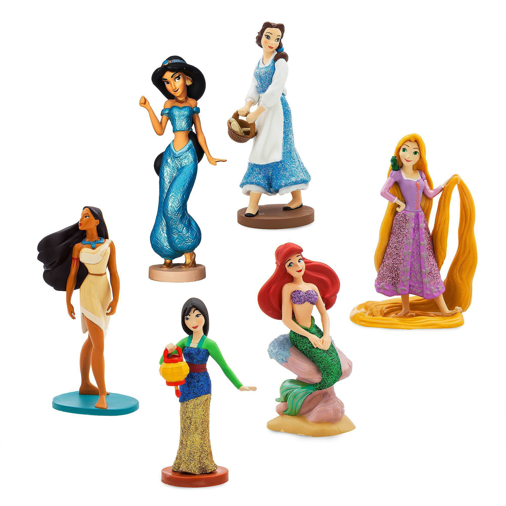 Disney Set 20 Personaggi Principesse Animators PVC Merida Ariel Jasmine Tiana 