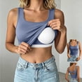 thumbnail image 2 of Women's Workout Sleeveless Cami Vest Square Neck Built in Padded Bra Tank Top Slim Fit Back Twist Cutout Gym Shirts Soft Layering Tops Navy, 2 of 6