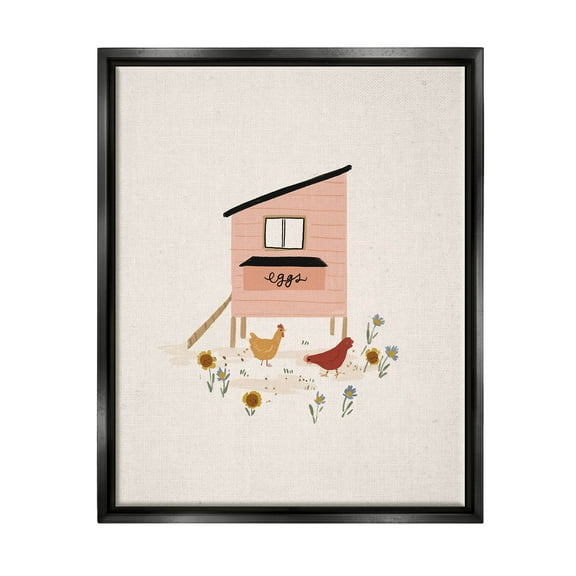 Pastel Hen House Eggs Chickens Animals & Insects Graphic Art Jet Black Framed Art Print Wall Art