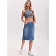 thumbnail image 3 of DARING DIVA Women's Durable Denim Skirt A-Line Midi Jean Skirts Large Blue, 3 of 7