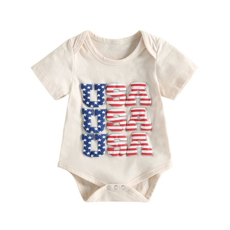 

Musuos 4th of July Baby Matching Romper Stars Stripes Letter Print T Shirt Tops Bodysuit