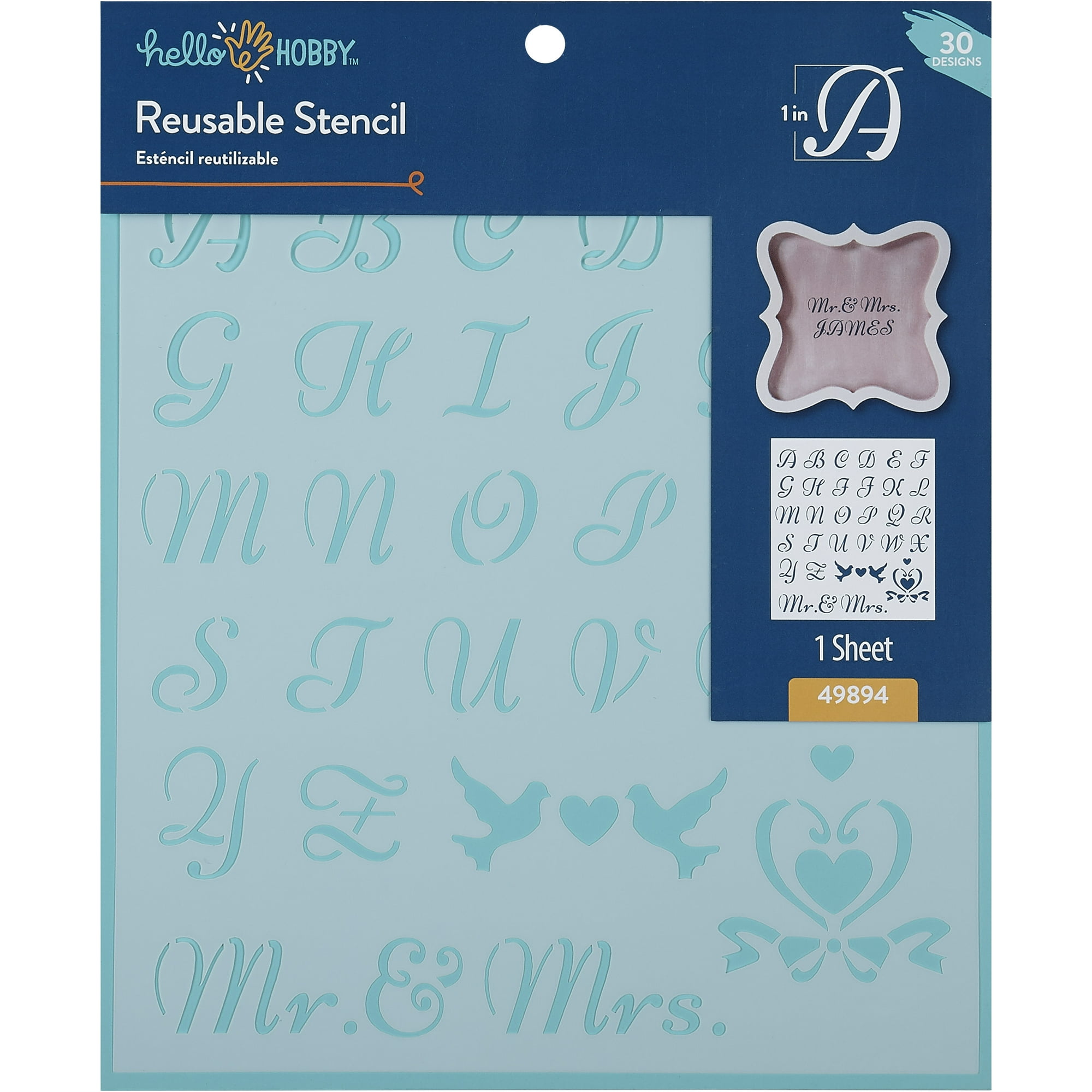 Hello Hobby Mr. & Mrs. Stencil Sheet, 8.5 in x 9.5 in, 1 Piece