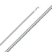 20 in. 14K White Gold 4 mm Regular Concave Cuban Chain