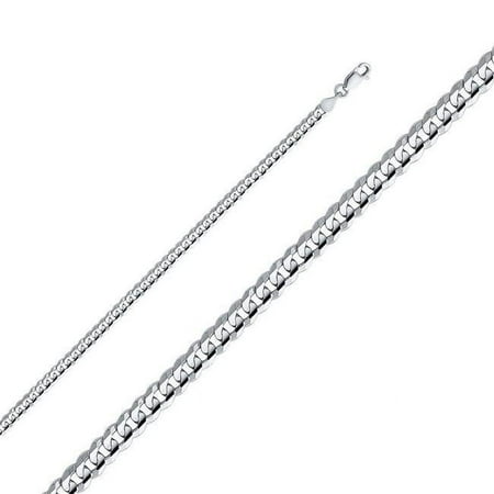 20 in. 14K White Gold 4 mm Regular Concave Cuban Chain