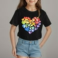 thumbnail image 2 of Nwiuh T-Shirts Graphiques Mignons avec Cœur pour Femmes, Manches Courtes, Col Ras du Cou, Coupe Régulière, Blouse, Adolescentes, Été, Décontracté, T-Shirt Basique, Hauts (Noir, 18-24 Mois), 2 of 4
