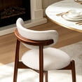 thumbnail image 2 of Dining Chair Set of 2, Upholstered Wooden Dining Chairs with Curved Back, Modern Fabric Kitchen Side Chairs, Linen/Walnut, 2 of 7