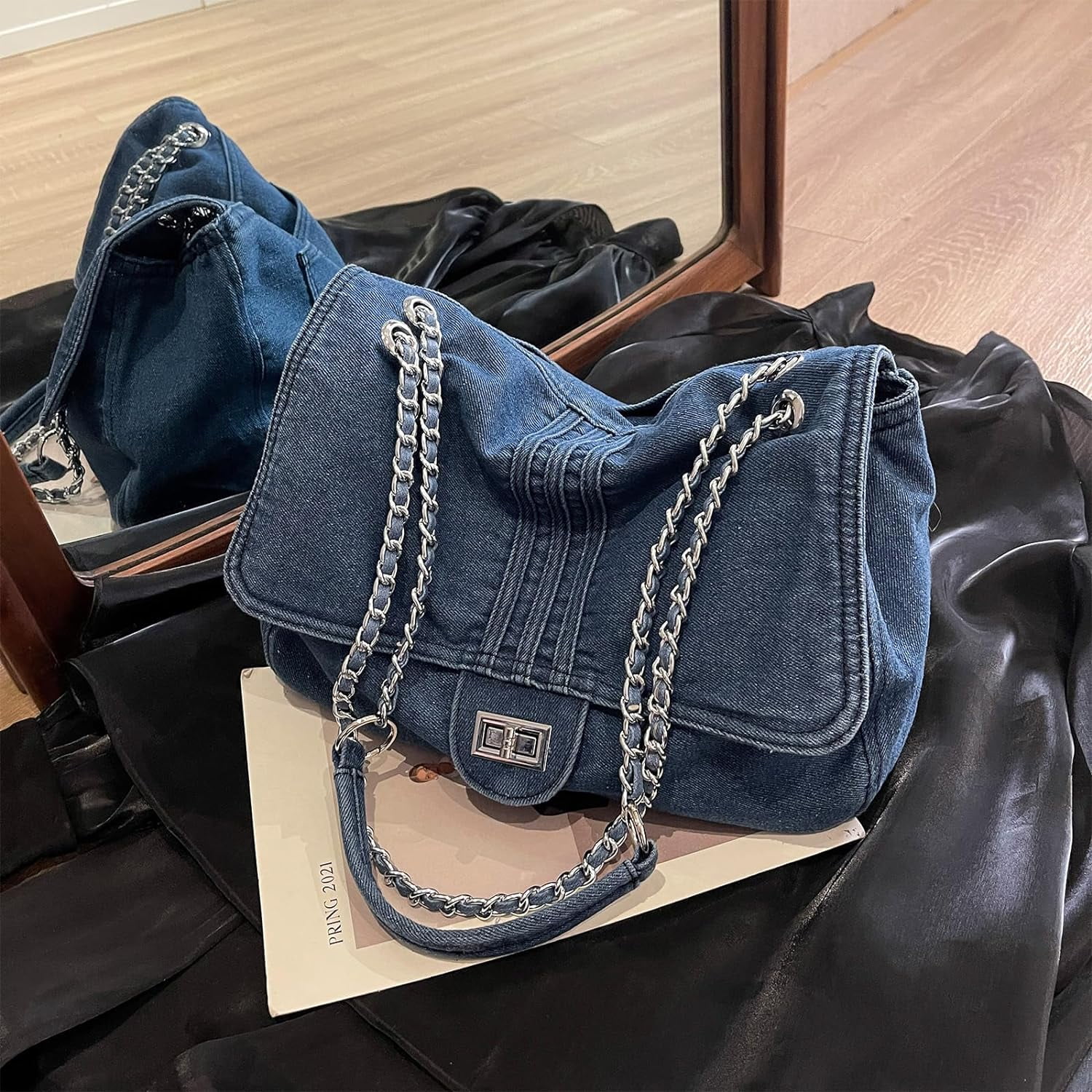 Denim Crossbody Bag, Jean Purses for Women Denim Clutch Purses and Handbags