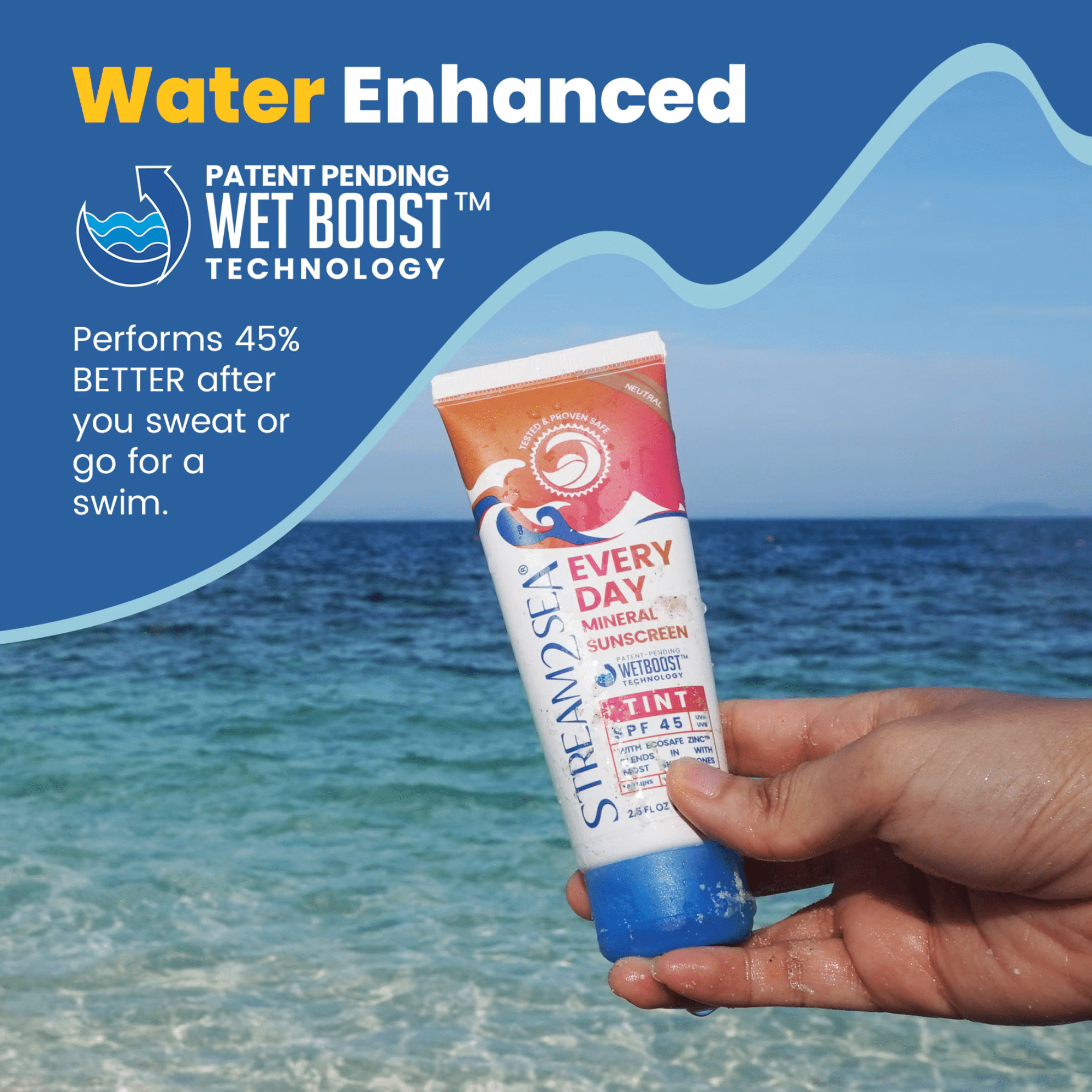 Stream2Sea SPF 45 Tinted Mineral Sunscreen, Paraben Free, Coral Reef Safe Sunscreen - 2.5 fl oz