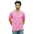 thumbnail image 2 of Atasi Men's Short Baby Pink Kurta Cotton Casual Shirt Ethnic Tunic-Large, 2 of 7