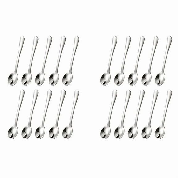 20 PCS Condiment Spoons Stainless Steel Mini 3 Inches Cute Small Silver Tiny Spoon for Powder Spices Jars