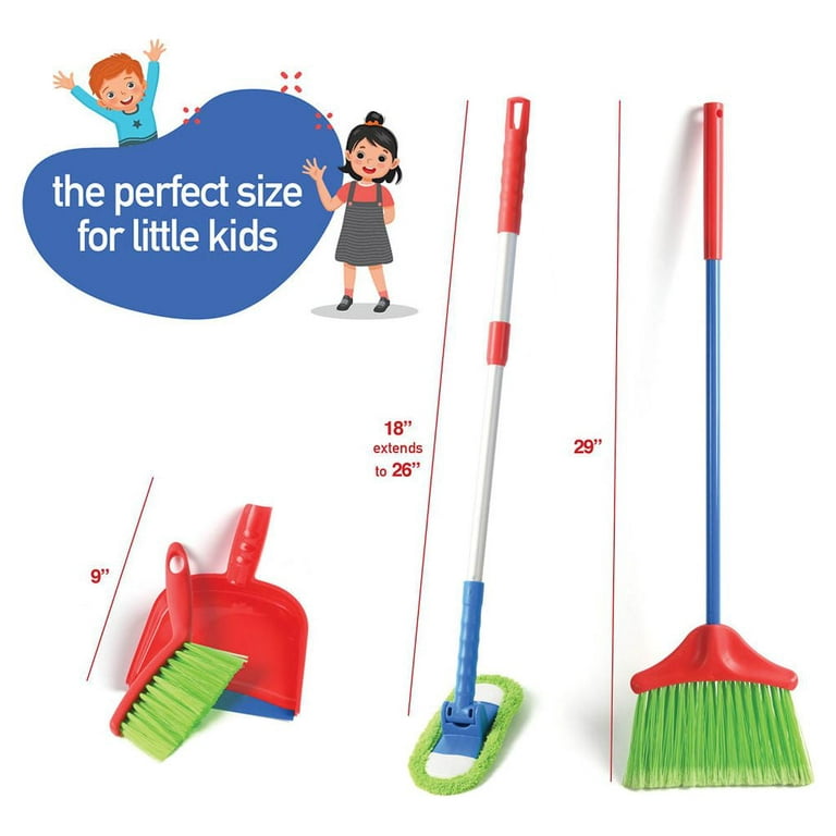 Play22Usa Kids Cleaning Set 4 Piece - Toy Cleaning Set Includes Broom, Mop, Brush, Dust Pan, - Toy Kitchen Toddler Cleaning Set Is A Great Toy Gift