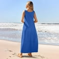 thumbnail image 4 of qolati Summer Dresses for Women 2025 Casual Sleeveless Maxi Sundress Beach Vacation Loose Fit Tank Top Aline Flowy Long Dresses Pockets, 4 of 8
