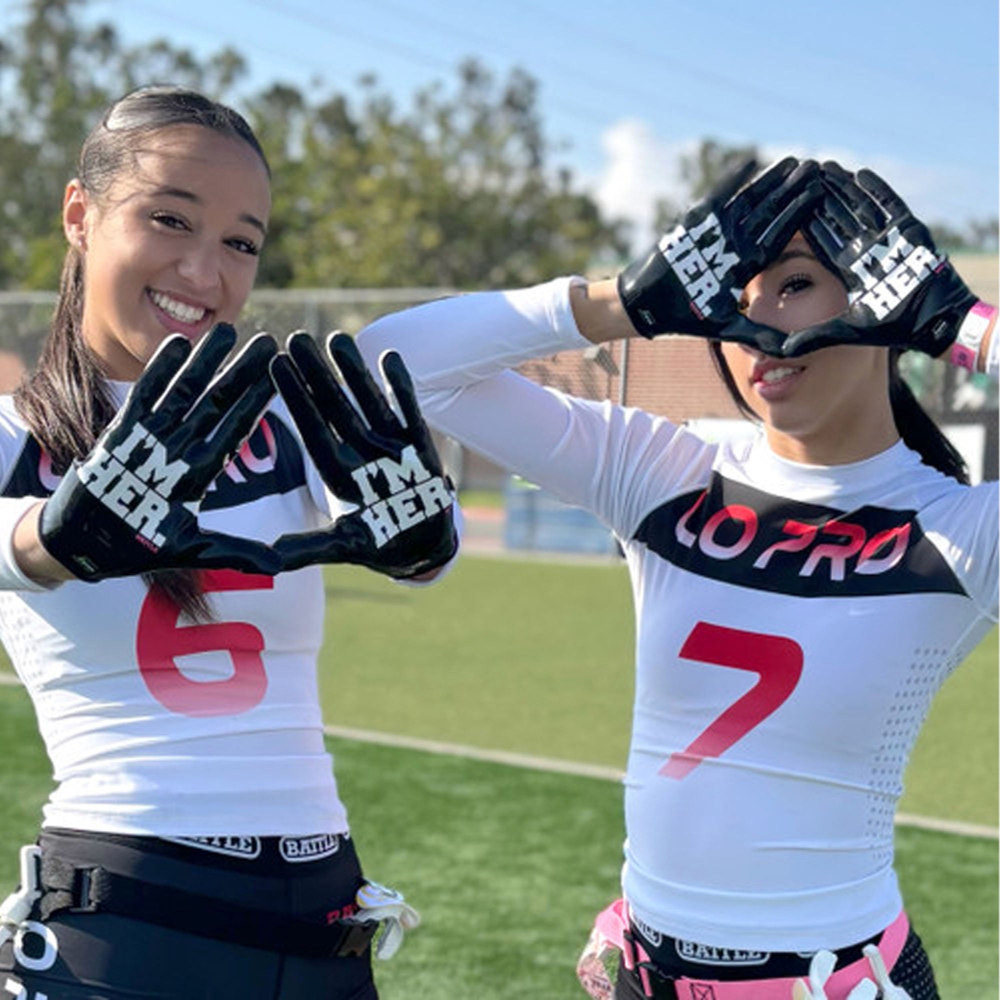 Battle Sports Adult Bella Glove "I'M HER" Female Receiver Football Glove - Black/White - Large