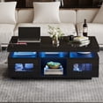 thumbnail image 3 of Noble House High Gloss Coffee Table with LED Lights,USB Ports & Sockets,2-Door Centre & Sofa Side Table,Black, 3 of 17