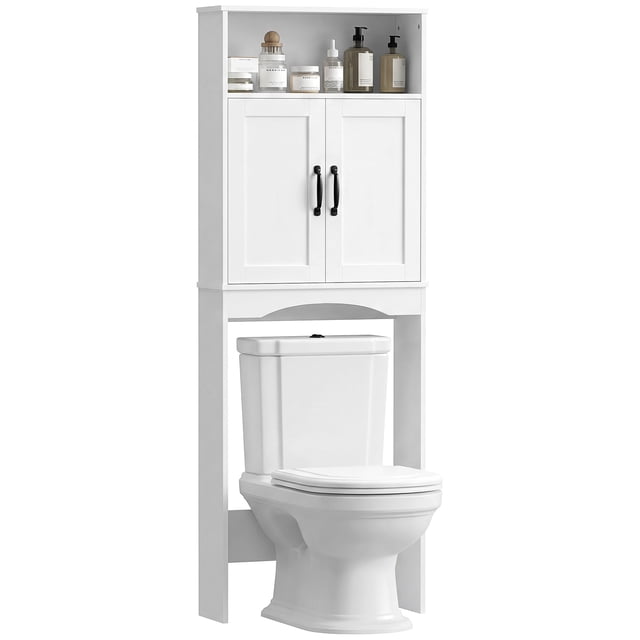 HOMCOM Over the Toilet Storage Cabinet Freestanding with Cabinet, White