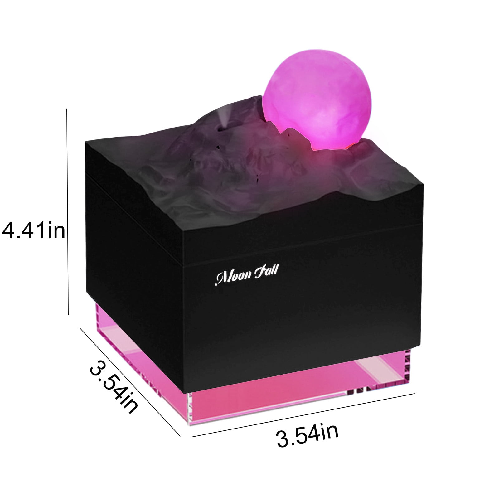 Humidifier Large Room,300Ml Moon Humidifier with Colored Lights (Black),Rechargeable 1200 Mah,Air Humidifier for Home Baby Nursery & Plants