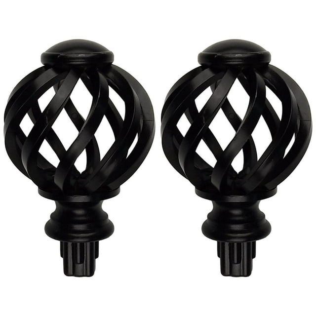 pitrice 2 Pcs Embouts de Tringle à Rideaux Draperie de Pièce Chambre Salon Draperie 3/4 Pouces Remplacement pour Pièce Salon Noir Ajouré