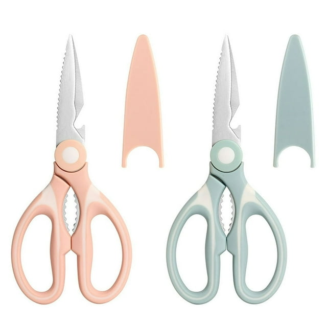SUTENGDA Kitchen Shears 2-Pack Multi-function Heavy Duty Kitchen Scissors Ultra Sharp Poultry Shears for Chicken Poultry Fish Meat Vegetables Herbs BBQ(pink and green)